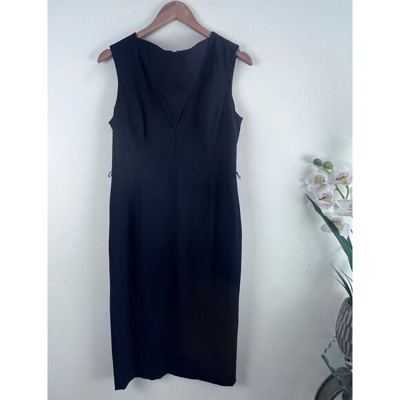 Women's Sophisticated Black Sleeveless Calvin Klein Career Midi Dress Size 8 - Picture 1 of 6